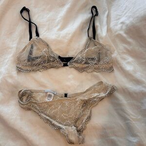 Eberjey Lace Bralette and Panty Set - Cream
